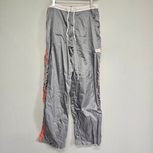 Nike Track Pants Womens Medium Gray Orange Ripstop Windbreaker Y2K Gorpcore